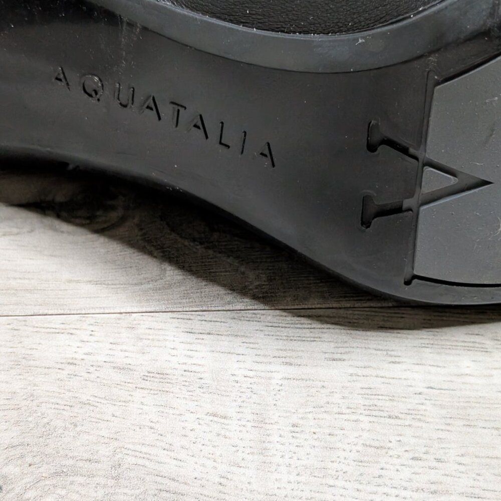 $550 AQUATALIA Miranda nap POINTY TOE STILETTO HEEL Leather/suede BLACK Size 8M - Picture 3 of 9
